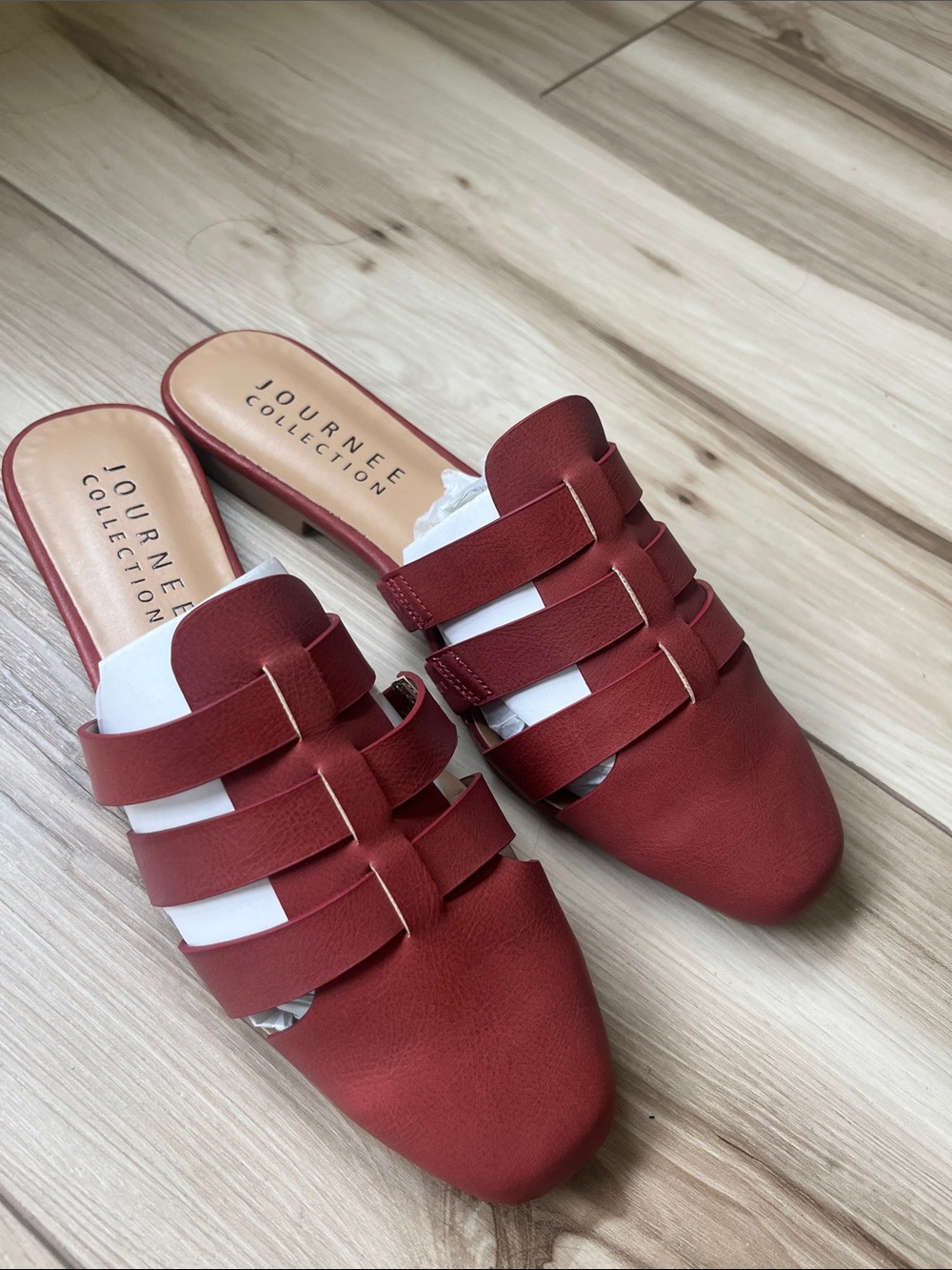 Journee Collection Red Caged Jazybell Square Toe Slip On Cage Fisherman Mules